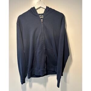 Lands’ End Men’s Navy Blue Full Zip Hoodie Sweatshirt Size Medium